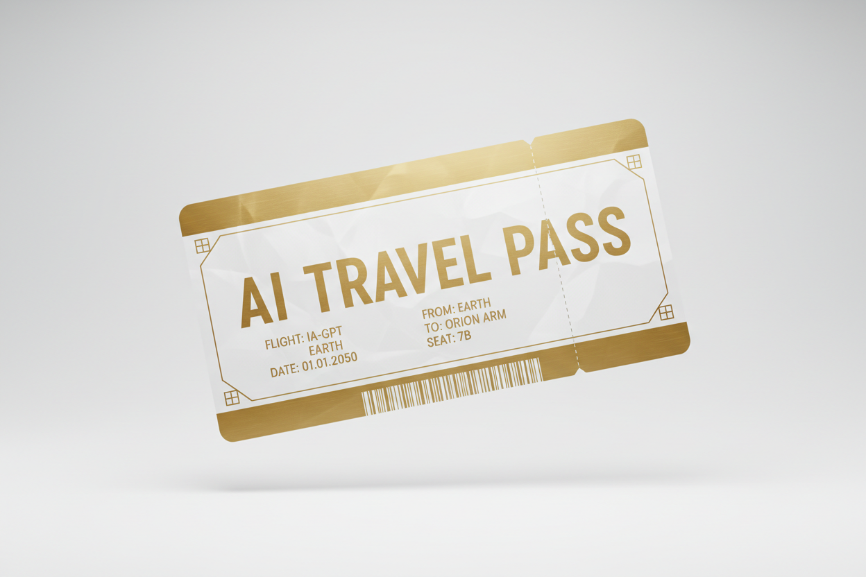 Golden AI Travel Pass for AI luxury travel concierge with flight and seat details