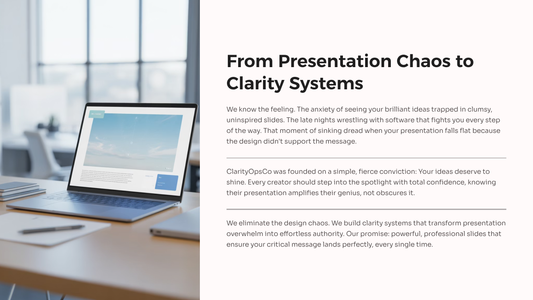image from gamma deck on from chaos to clarity showing a laptop on a desk