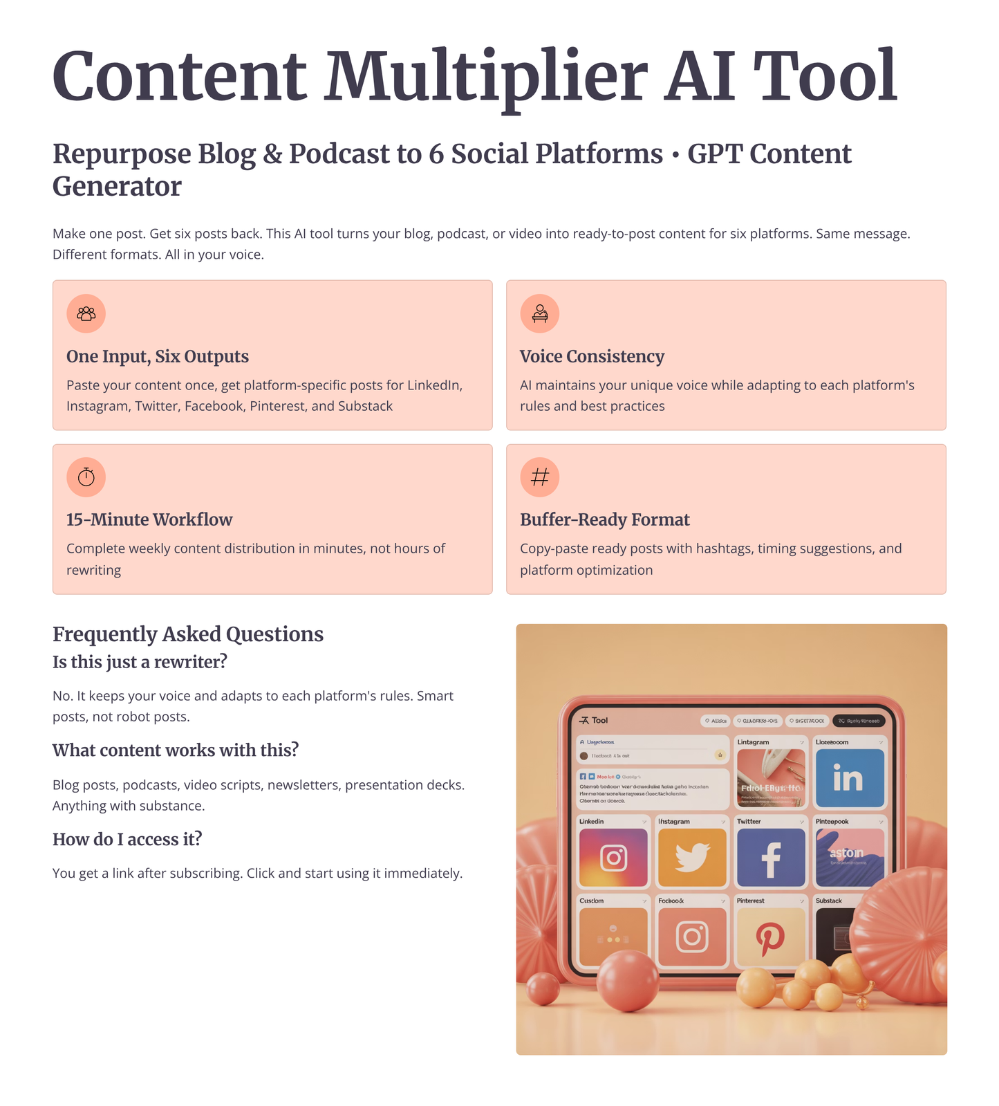Content Multiplier AI Tool for effective AI content repurposing tool across social media platforms