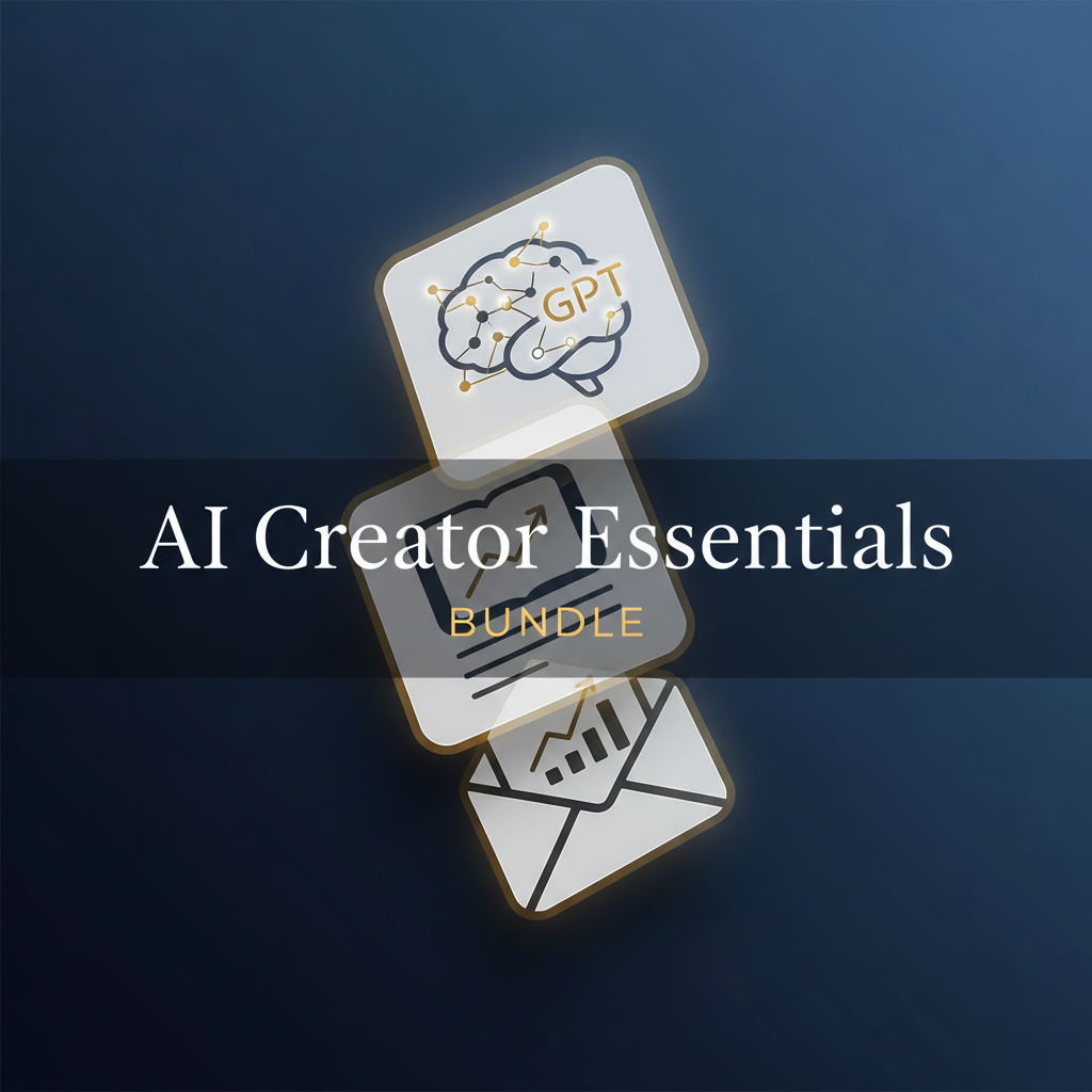 AI Creator Essentials Bundle with icons on a dark blue background