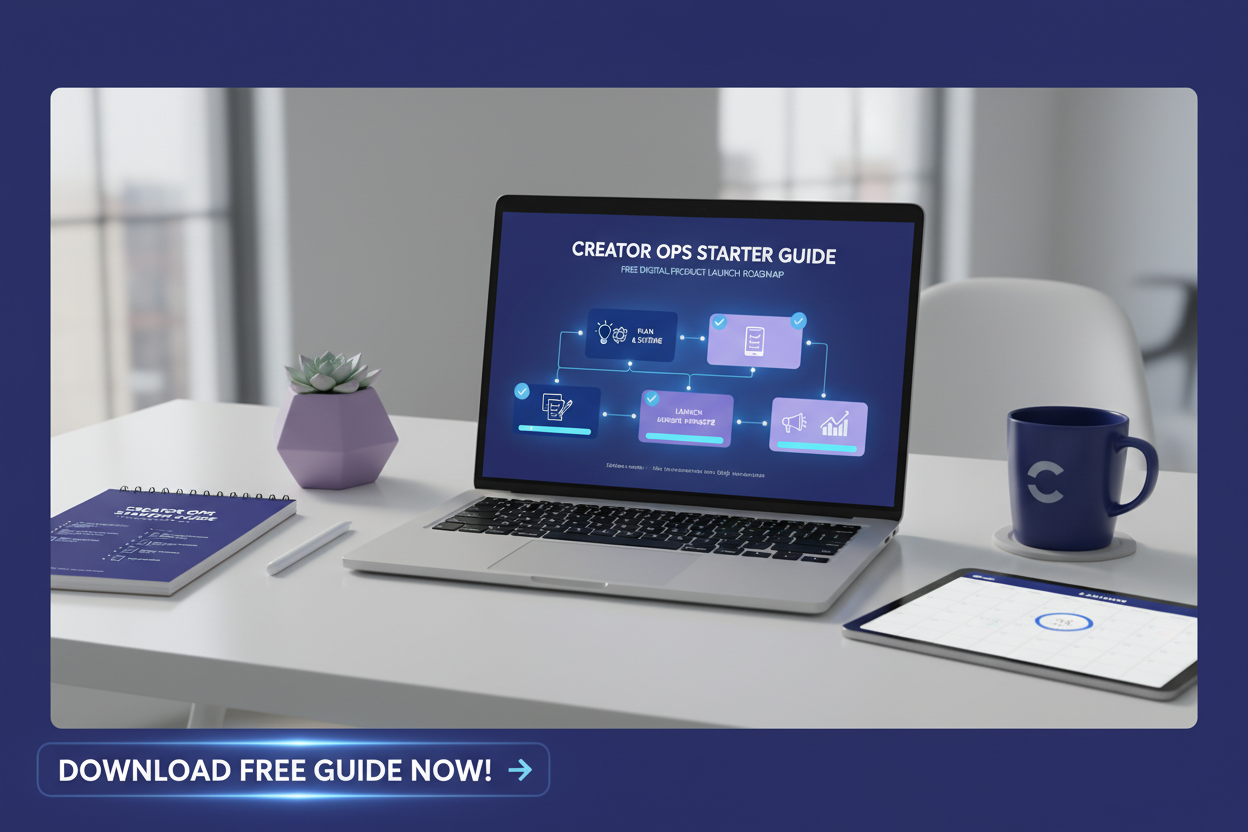 Modern workspace showing a systematic roadmap for digital product launches