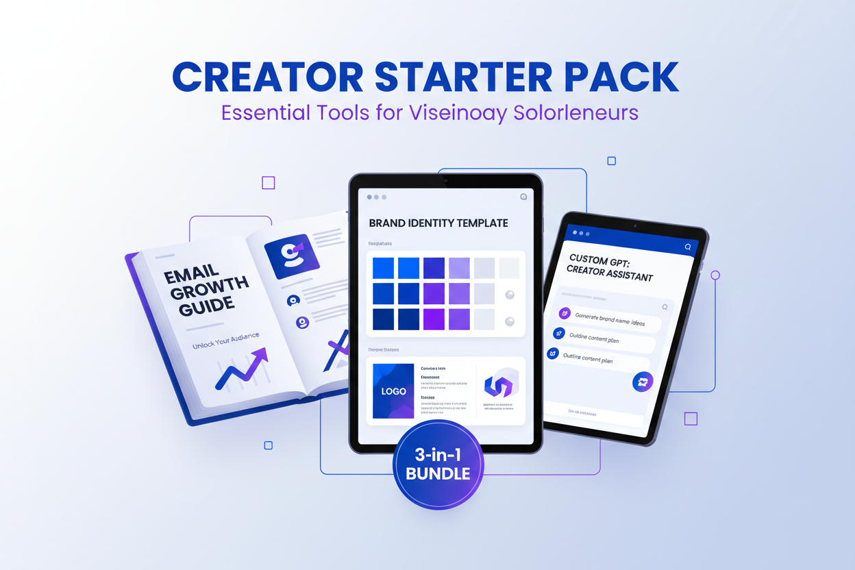 Creator Starter Pack with tools for Viseinovay Soloneneurs on a light blue background