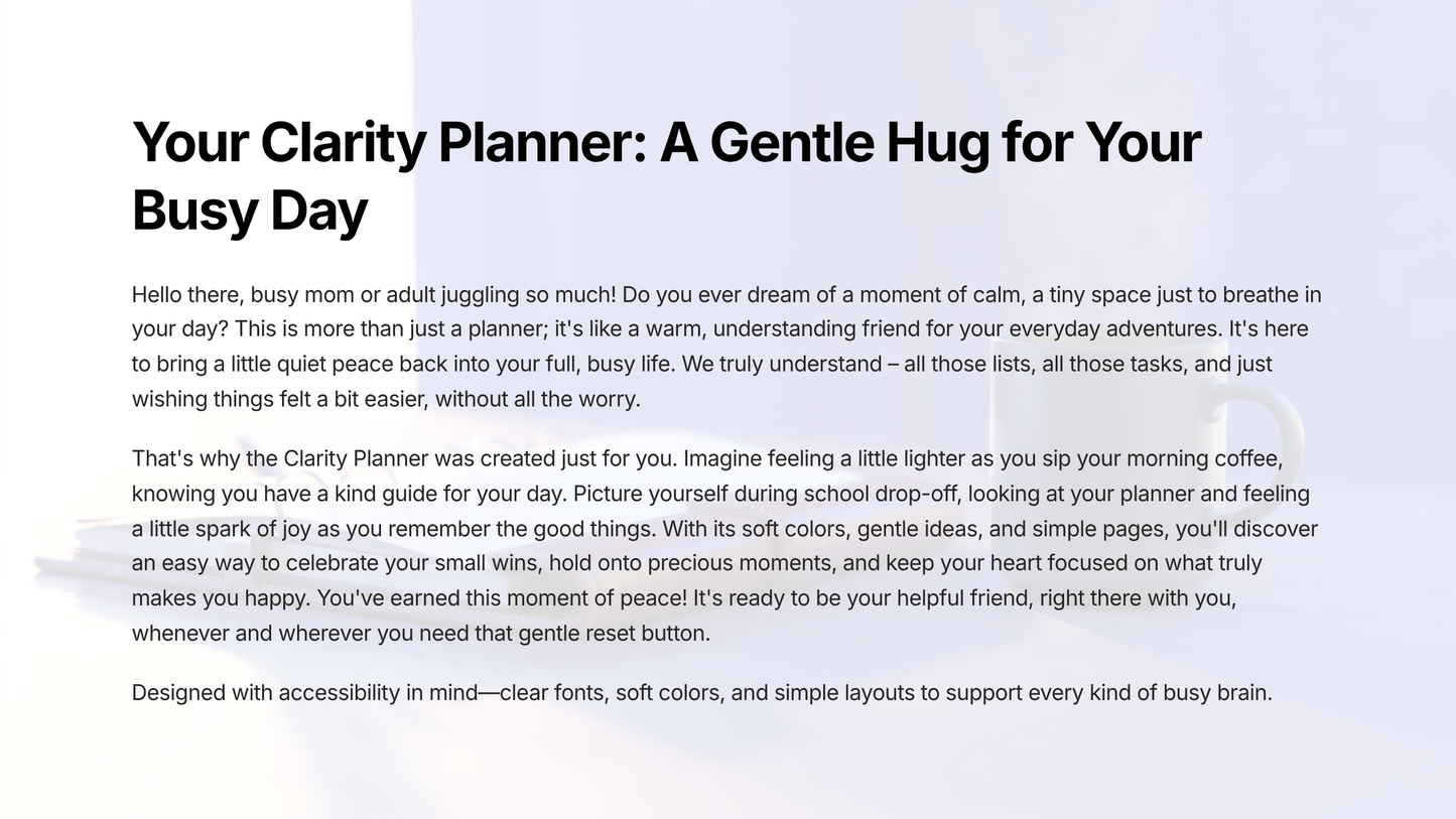 Printable daily planner for moms featuring soft colors and layouts for busy schedules and organization